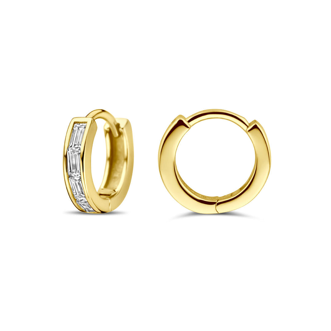 klapoorringen zirkonia 10 mm 1 micron zilver verguld (geel)