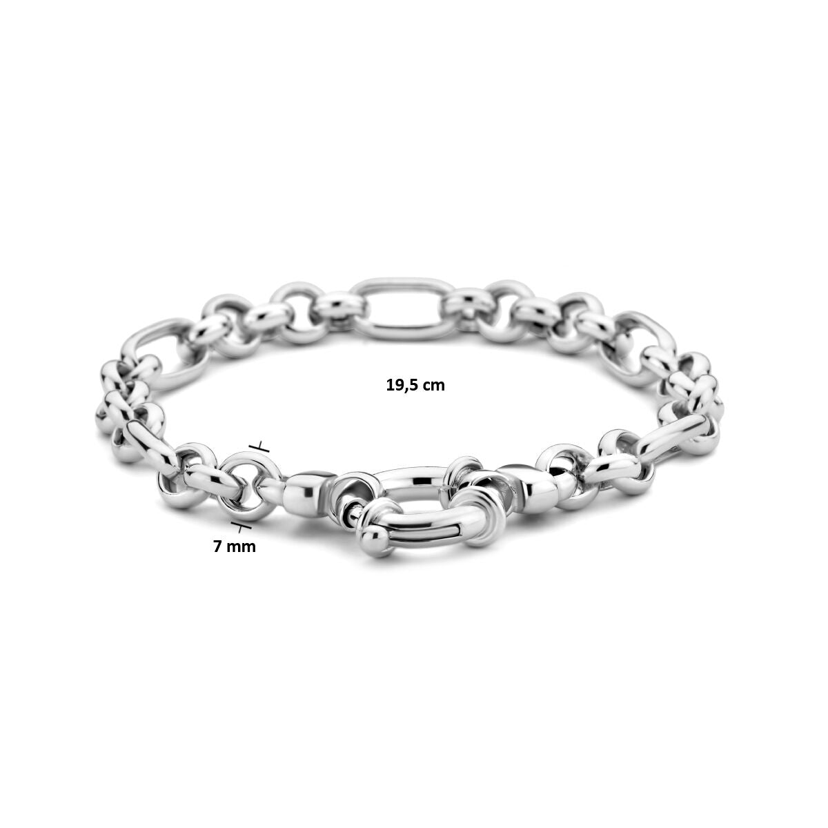 armband 19,5 cm 7,0 mm met groot springslot zilver gerhodineerd