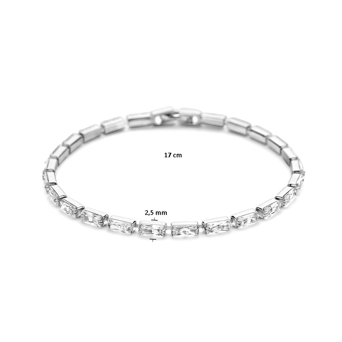 tennisarmband 2,5 mm zirkonia zilver gerhodineerd