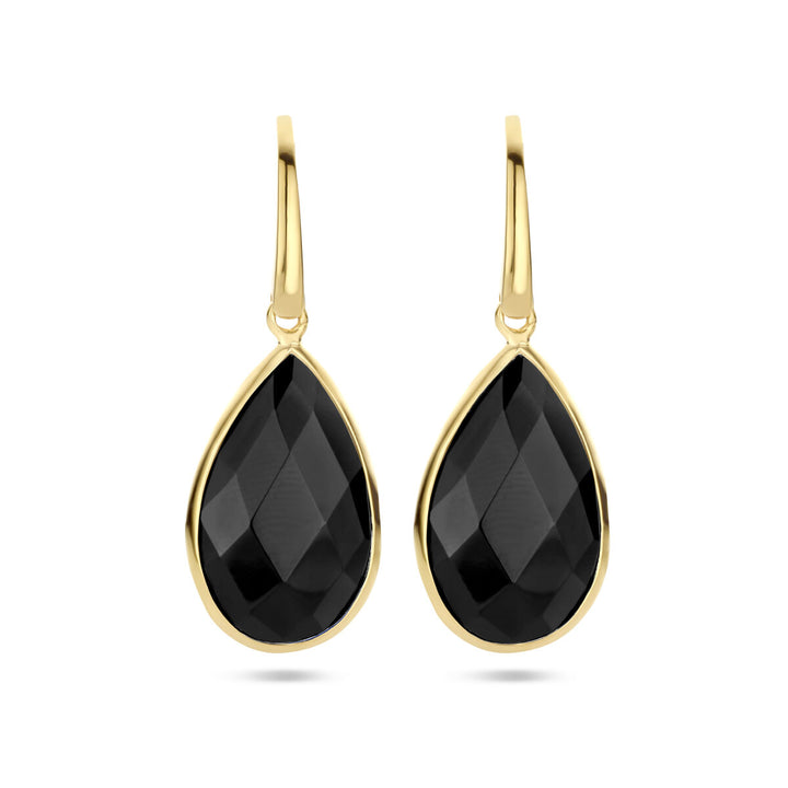 oorhangers onyx franse haak zilver verguld (geel)