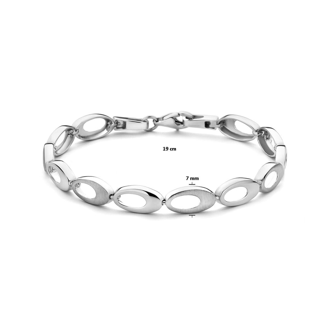 Silver bracelet ladies poly / matt rhodium plated