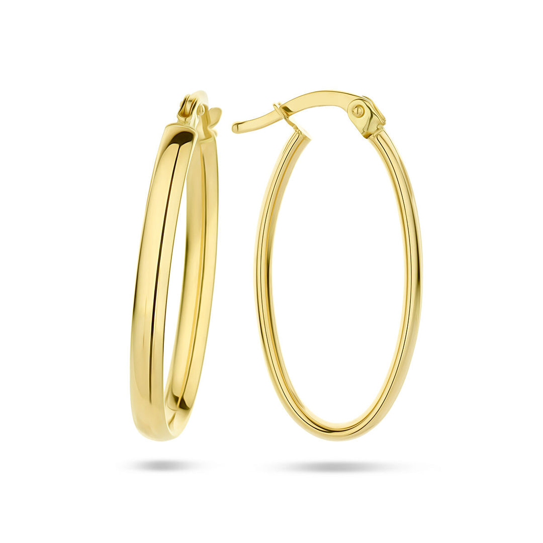 oorringen ovaal half ronde buis 14K geelgoud