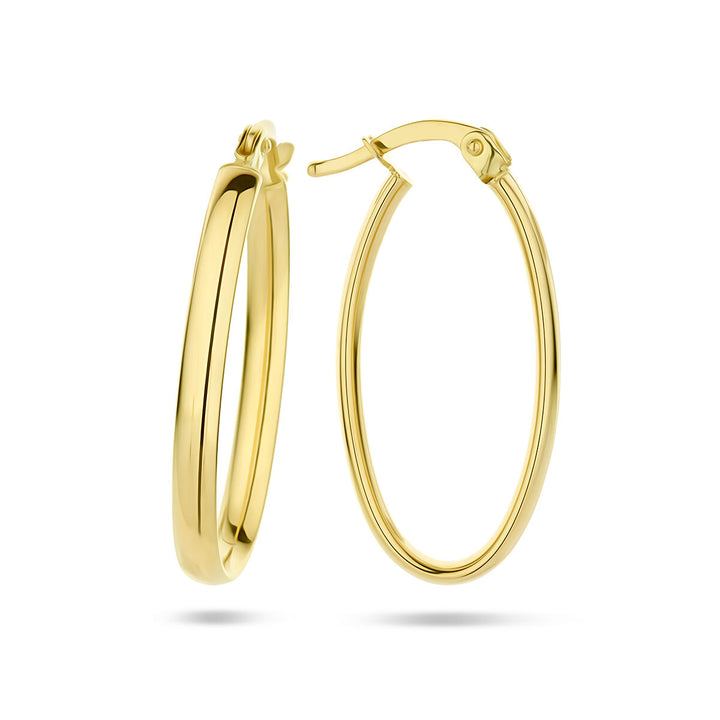 oorringen ovaal half ronde buis 14K geelgoud