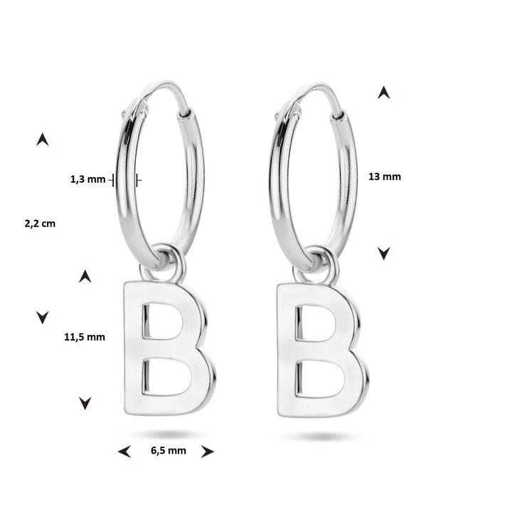 oorring letter per stuk zilver gerhodineerd