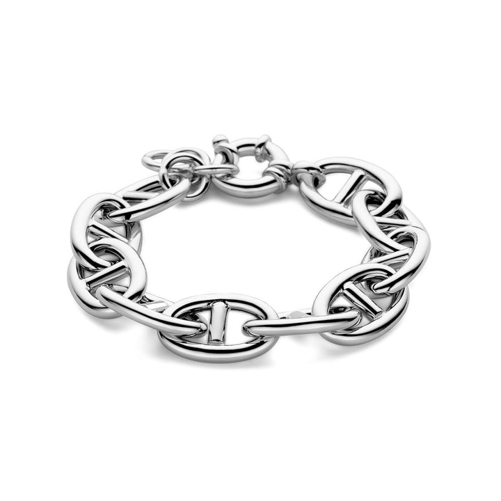 Silver bracelet ladies navy with large spring clasp rhodium plated