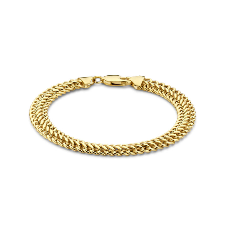 armband dubbel gourmette 8 mm 19 cm 14K geelgoud