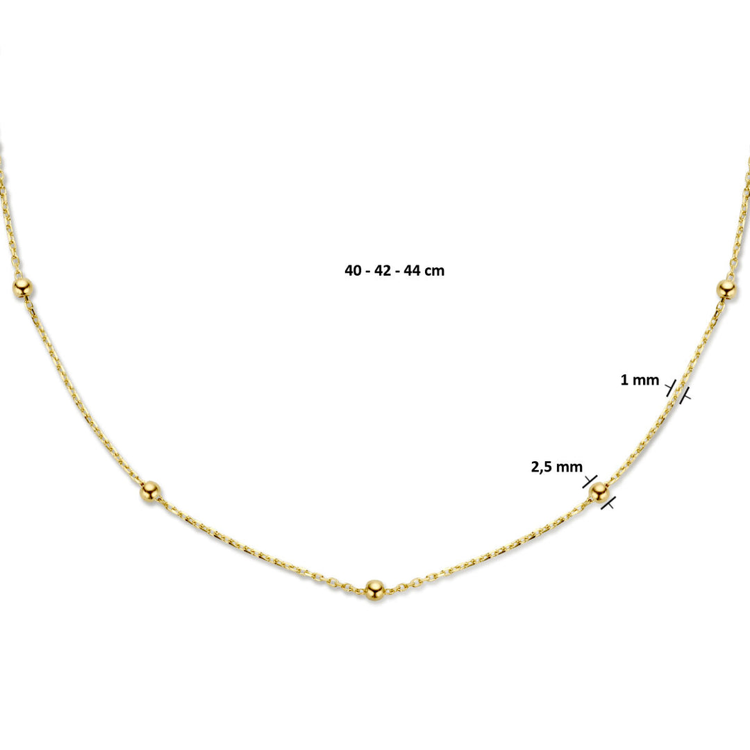 necklace balls 2.5 mm 40 - 42 - 44 cm 14K yellow gold