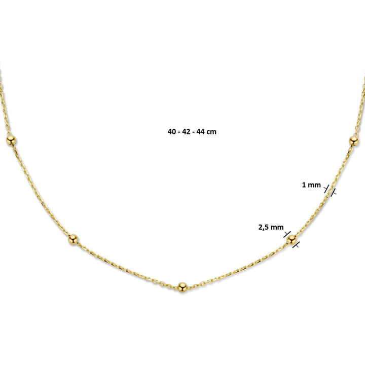 necklace balls 2.5 mm 40 - 42 - 44 cm 14K yellow gold