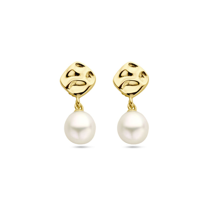 earrings pearl 1 micron silver gold plated (yellow)