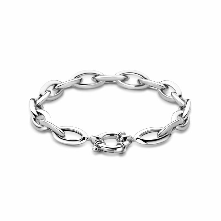 armband anker 9,5 mm 20 cm met groot springslot zilver gerhodineerd