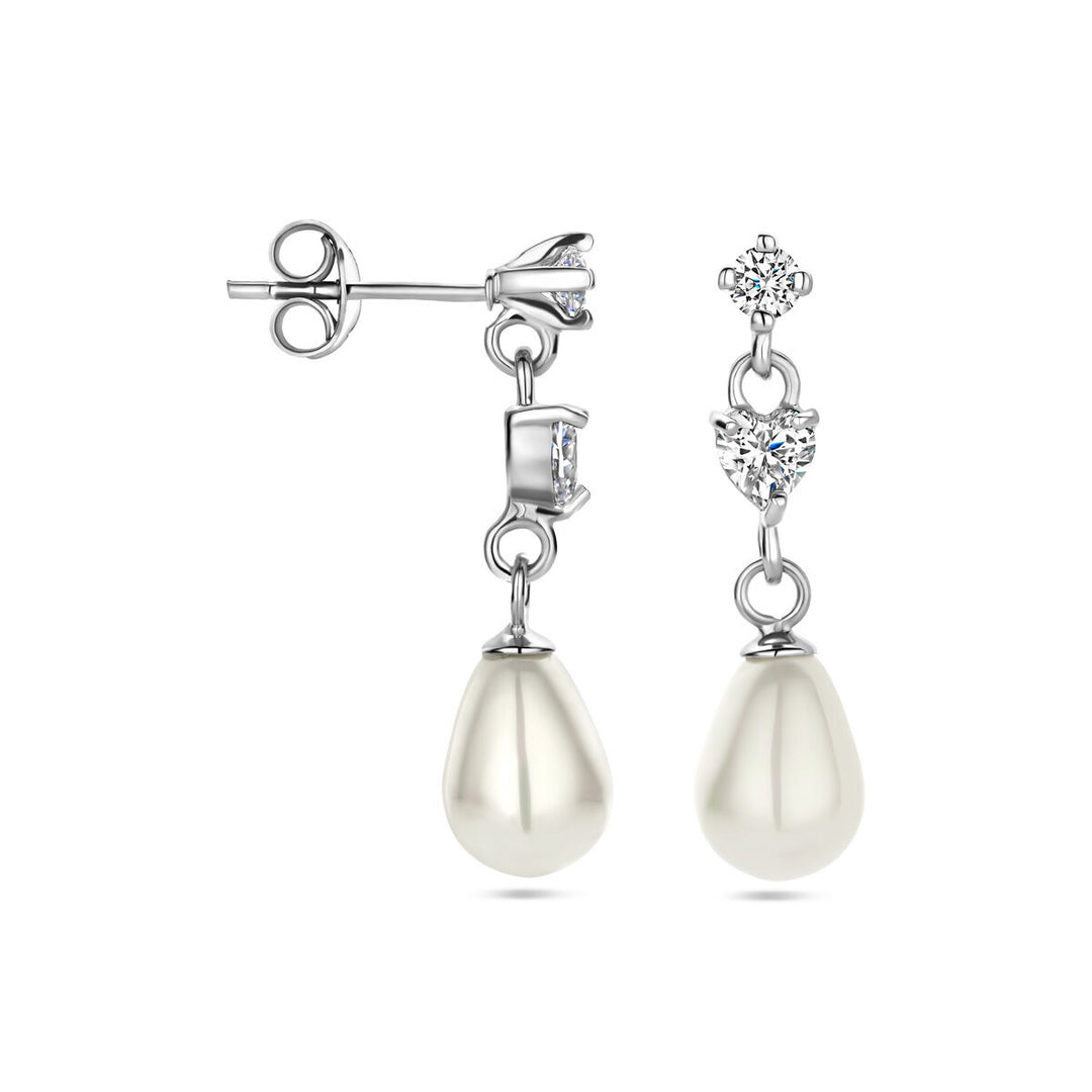 oorhangers parel zirkonia zilver gerhodineerd