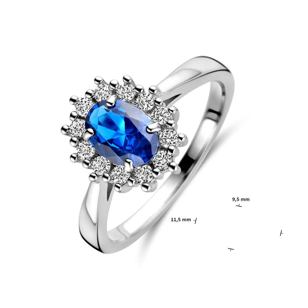 ring zirconia and synthetic sapphire silver rhodium plated