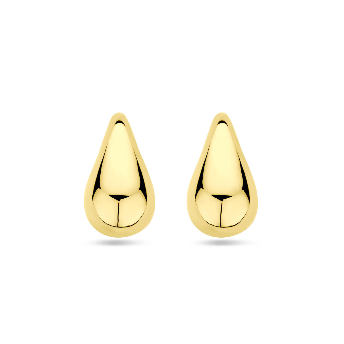Gouden druppelvormige oorknoppen van 1 micron zilver verguld, 30 mm groot.
