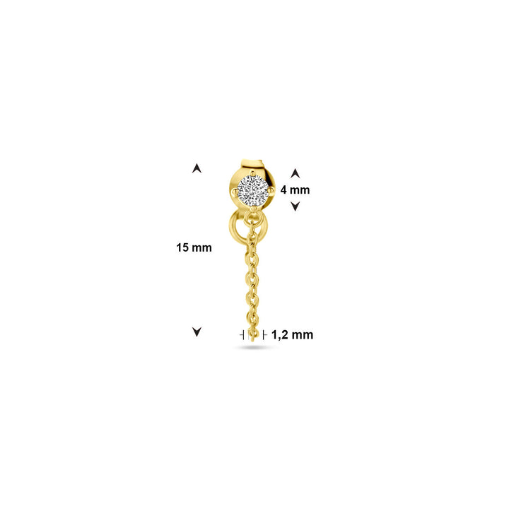 ear stud per piece zirconia 1 micron silver gold plated (yellow)