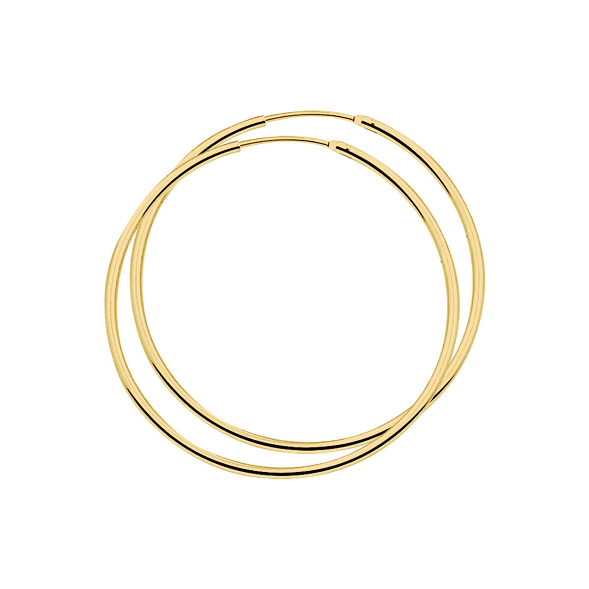 Ronde oorringen van 1,5 mm met een buisvormige structuur, verguld in geel.