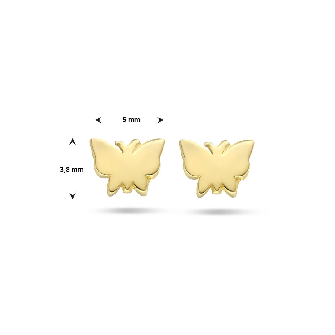 oorknoppen vlinder 14K geelgoud