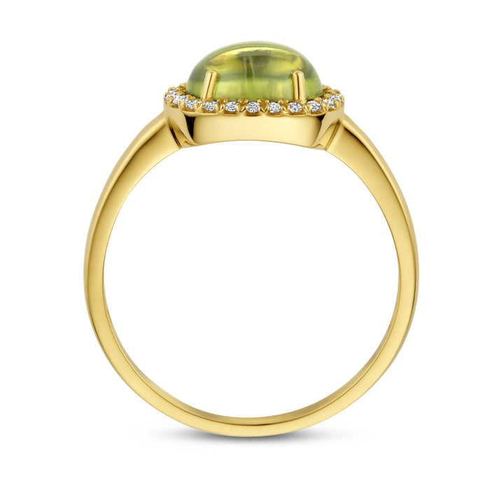 ring peridot en diamant 0.09ct h si 14K geelgoud