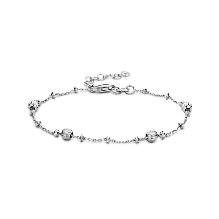 armband bolletjes gediamanteerd 4,0 mm 16 + 3 cm zilver gerhodineerd