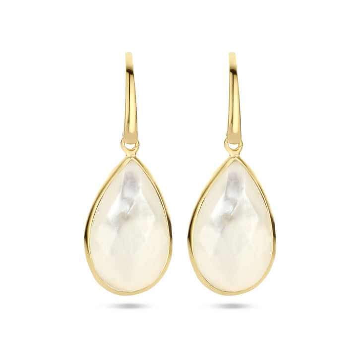 earrings mother of pearl French hook silver gold plated (yellow)