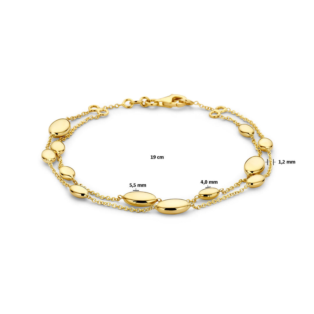 armband ovaaltjes 19 cm 14K geelgoud