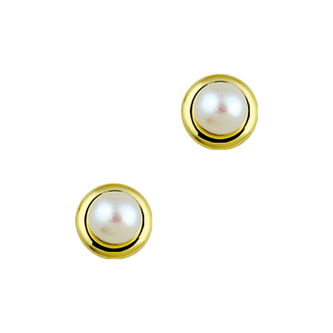 pearl ear studs 14K yellow gold