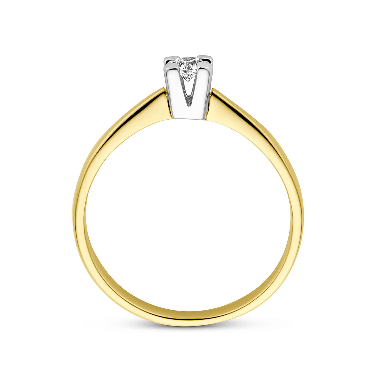 ring diamond 0.10ct h si 14K bicolor gold yellow/white