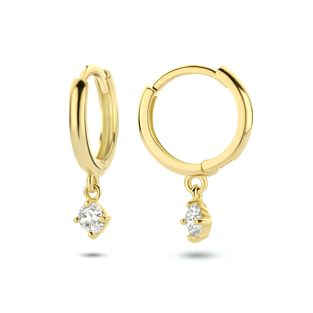 drop earrings zirconia 14K yellow gold