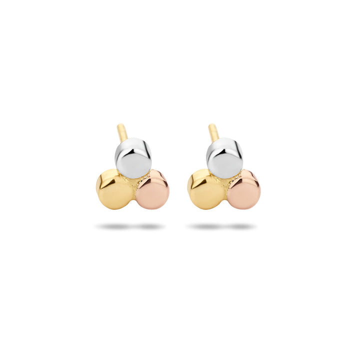 oorknoppen rondjes tricolor 14K tricolor goud