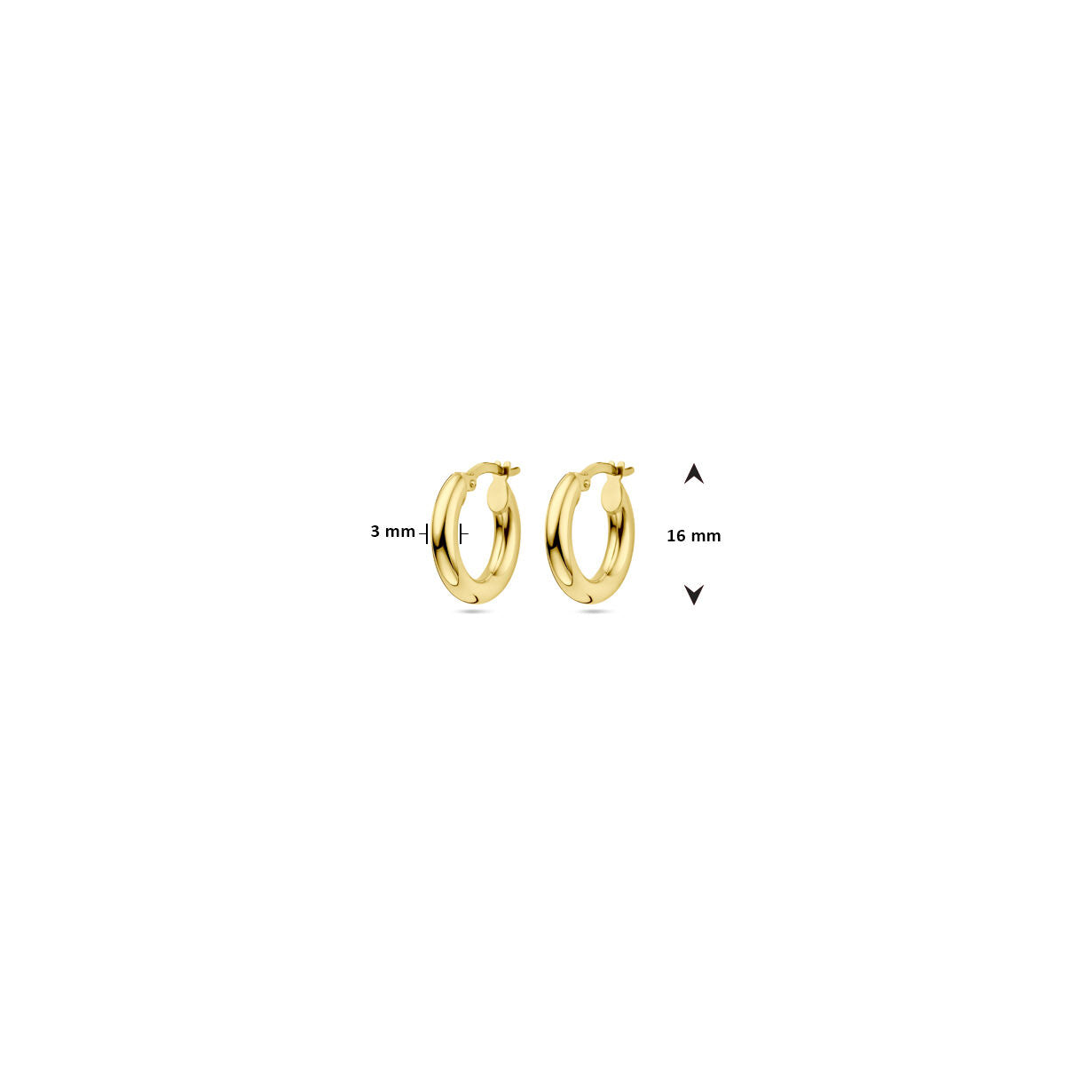 oorringen ronde buis 14K geelgoud 3.0mm