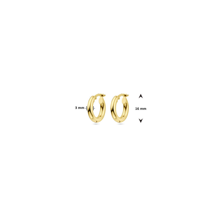 oorringen ronde buis 14K geelgoud 3.0mm