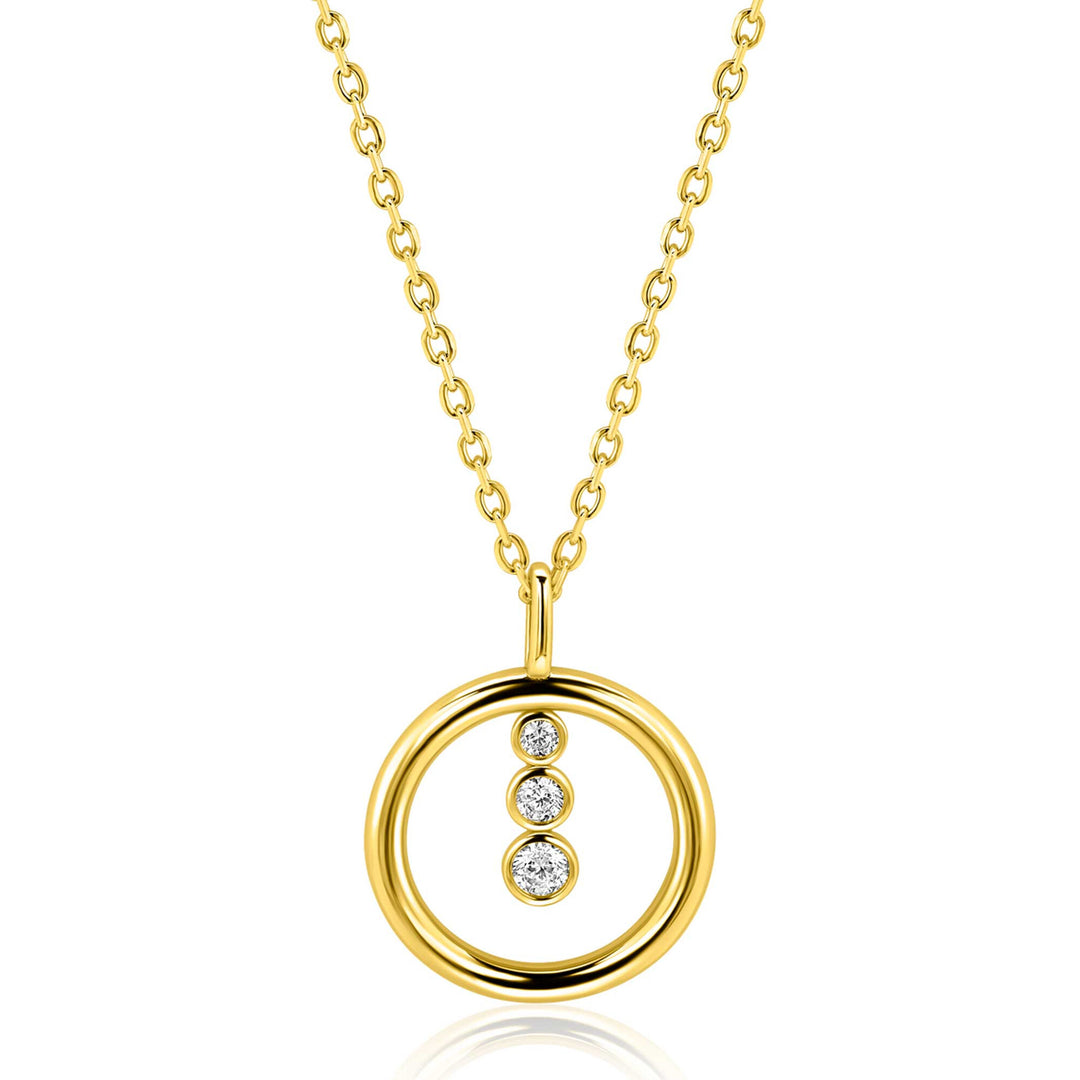 ZINZI goldplated zilveren ketting 45cm met ronde hanger (18mm) ZIC2820Y