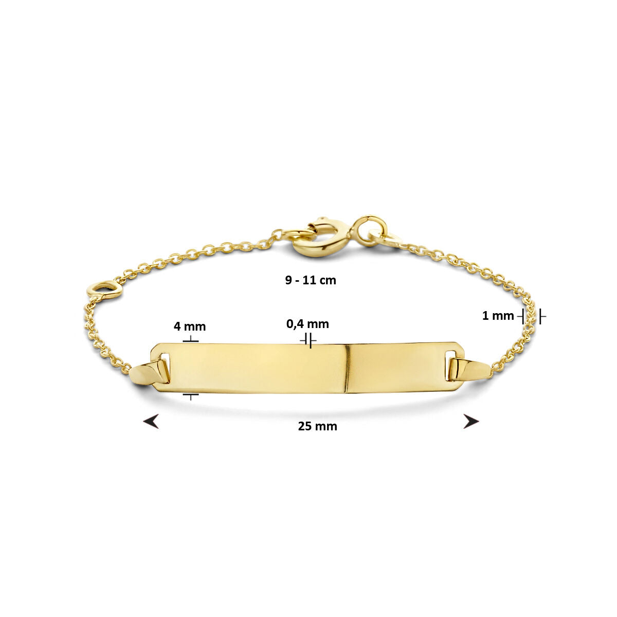 9k graveerarmband plaat 4,0 mm 9 Karaat