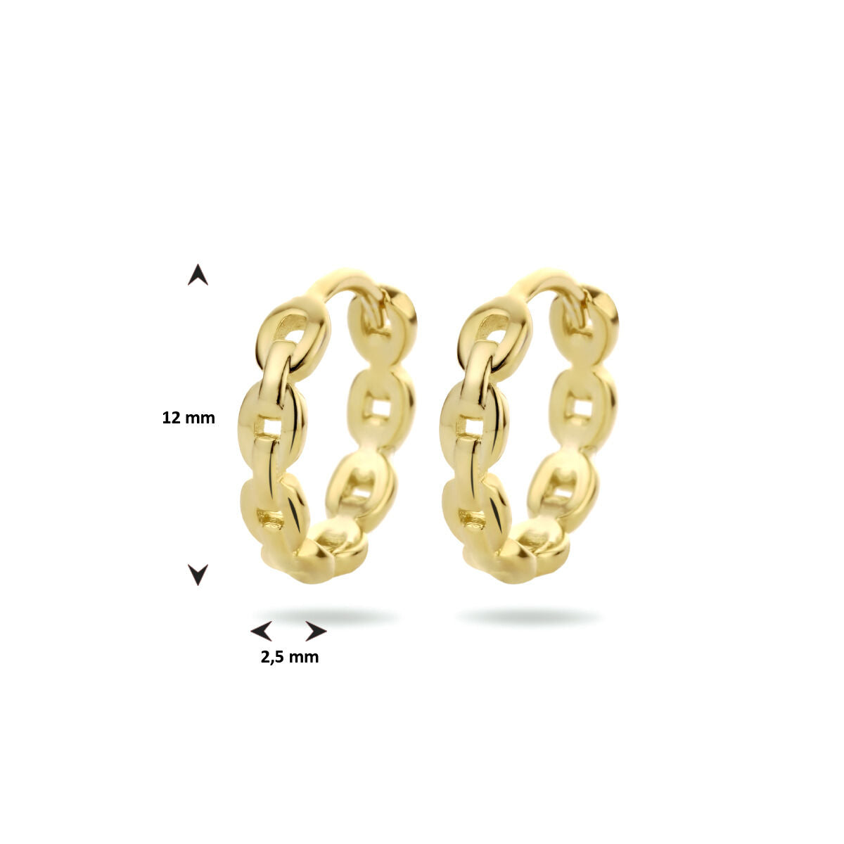 klapoorringen schakel 1 micron zilver verguld (geel)