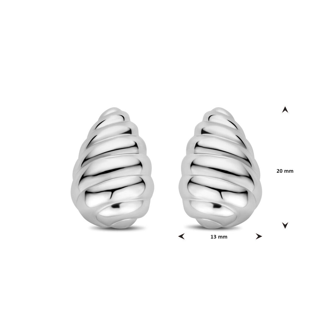 oorknoppen druppel gedraaid 20 mm zilver gerhodineerd