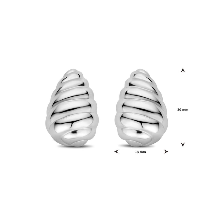 oorknoppen druppel gedraaid 20 mm zilver gerhodineerd