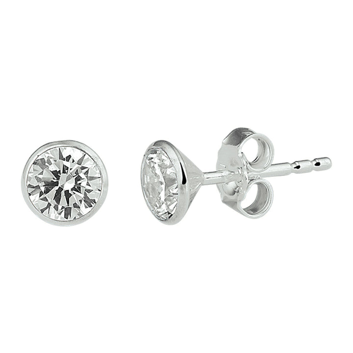 ear studs zirconia silver white