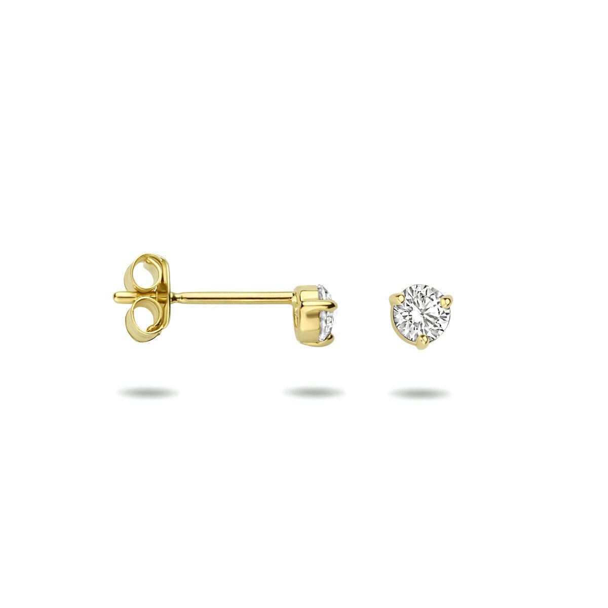 ear studs zirconia 14K yellow gold