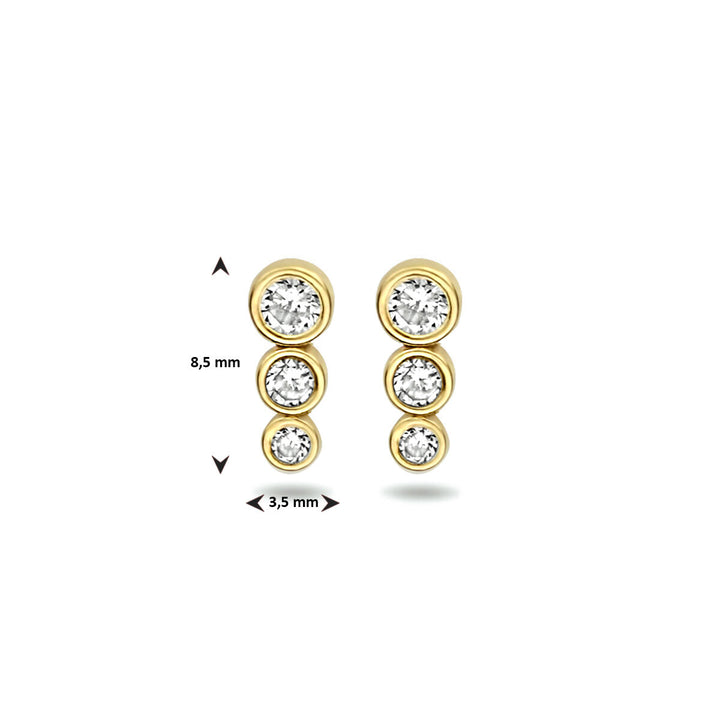 ear studs zirconia 14K yellow gold