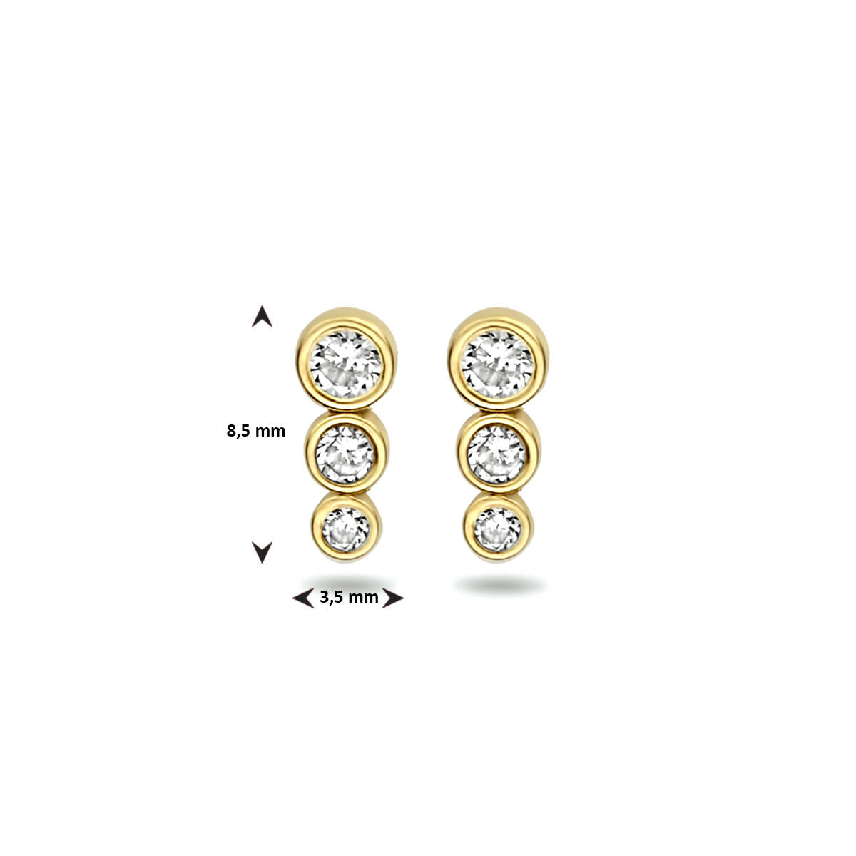 oorknoppen zirkonia 14K geelgoud