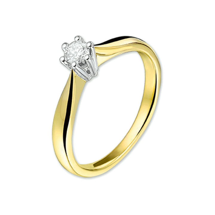 ring diamond 0.15ct h si 14K bicolor gold yellow/white