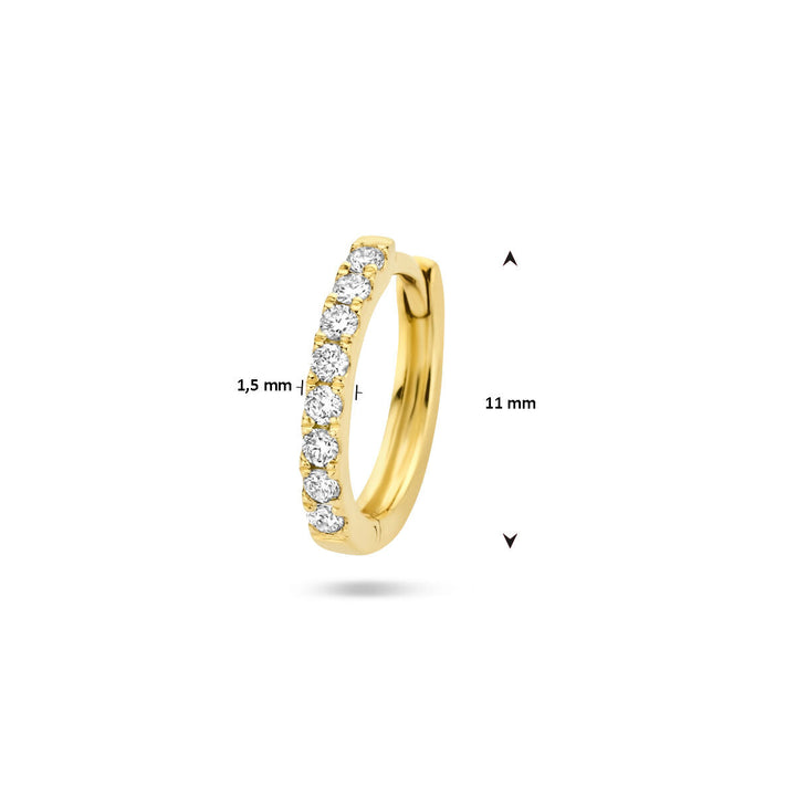 klapoorring diamant 0.075ct g si per stuk 14K geelgoud