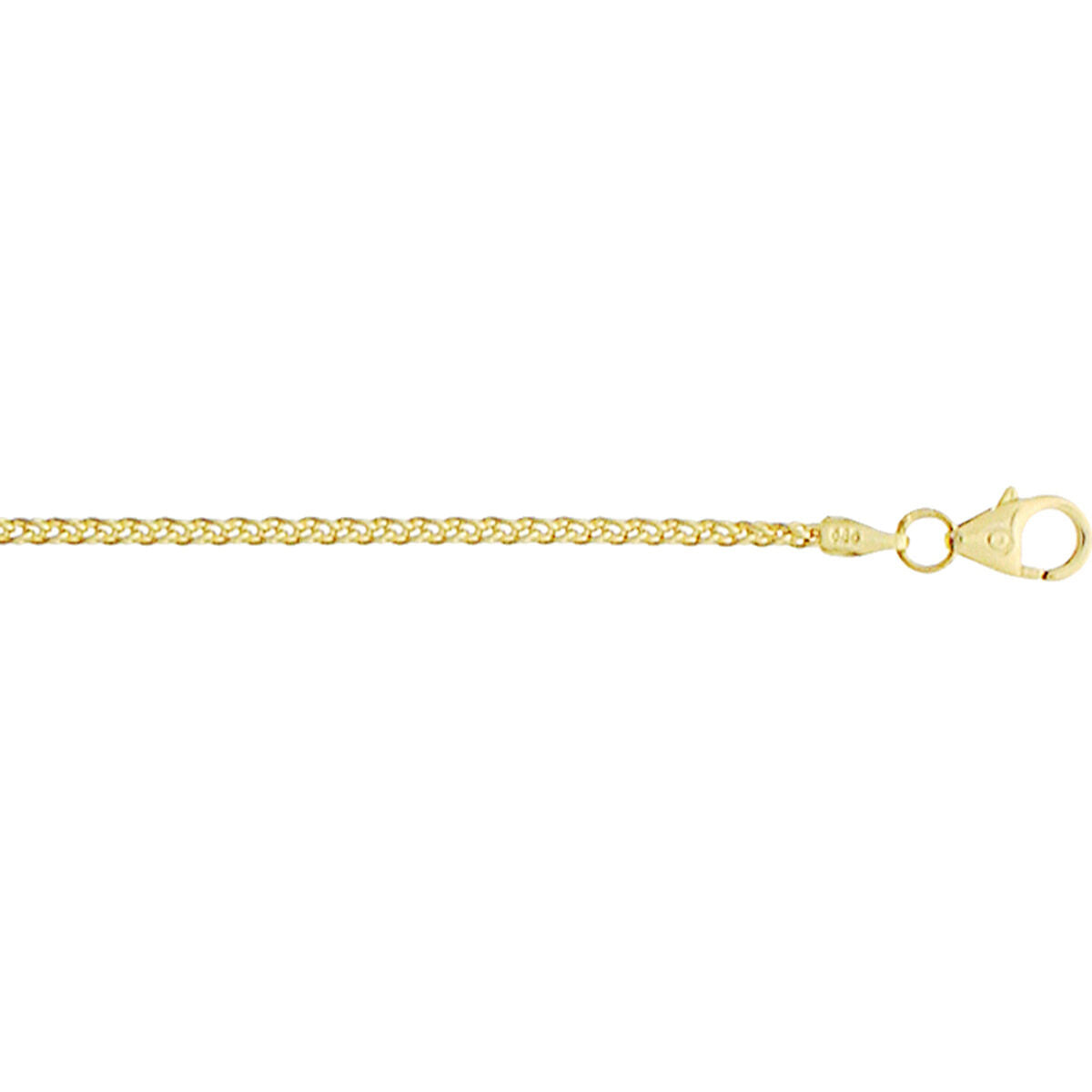 Gouden armband met vossestaart schakel van 1,7 mm en een karabijnsluiting.