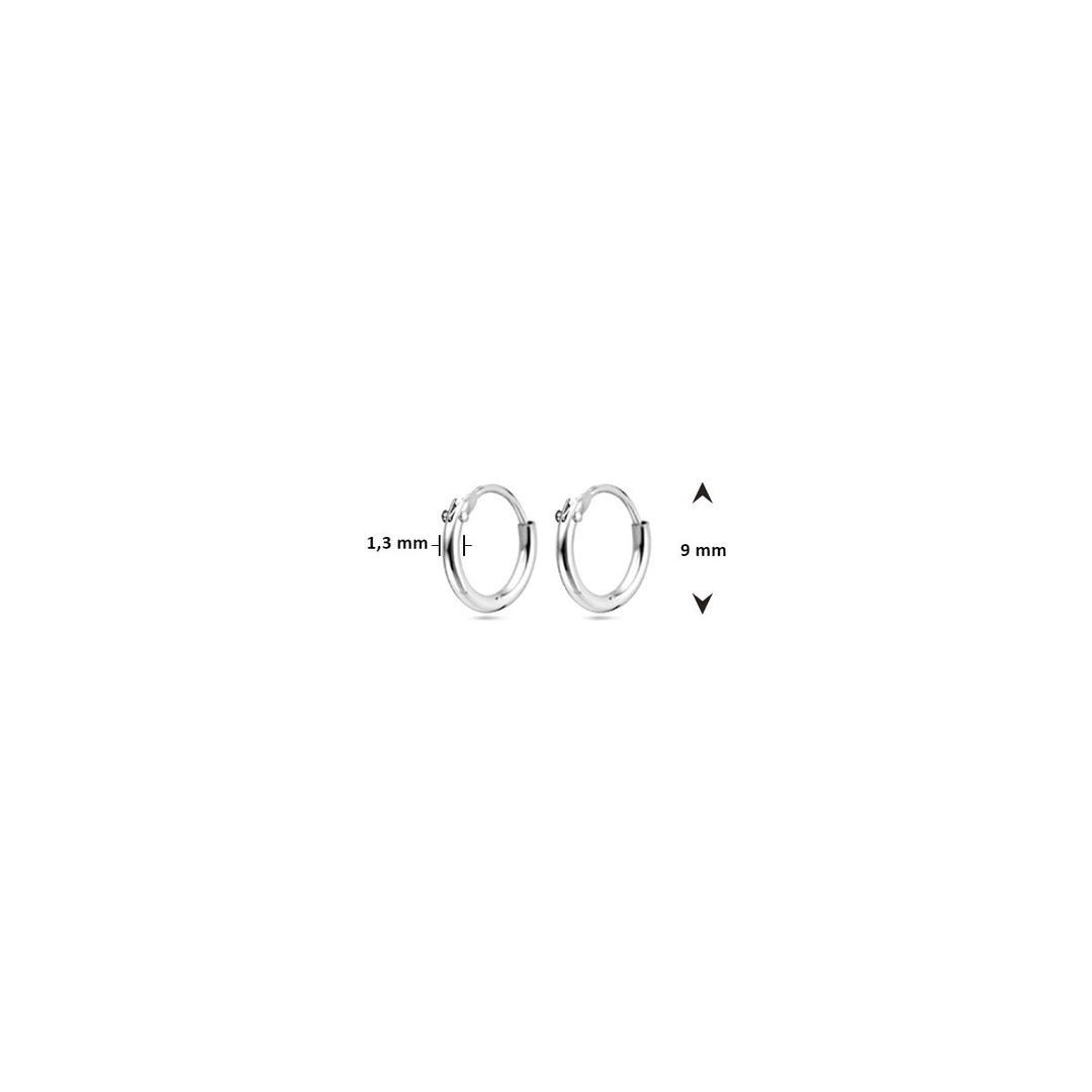 earrings 1.3 mm round tube silver rhodium plated