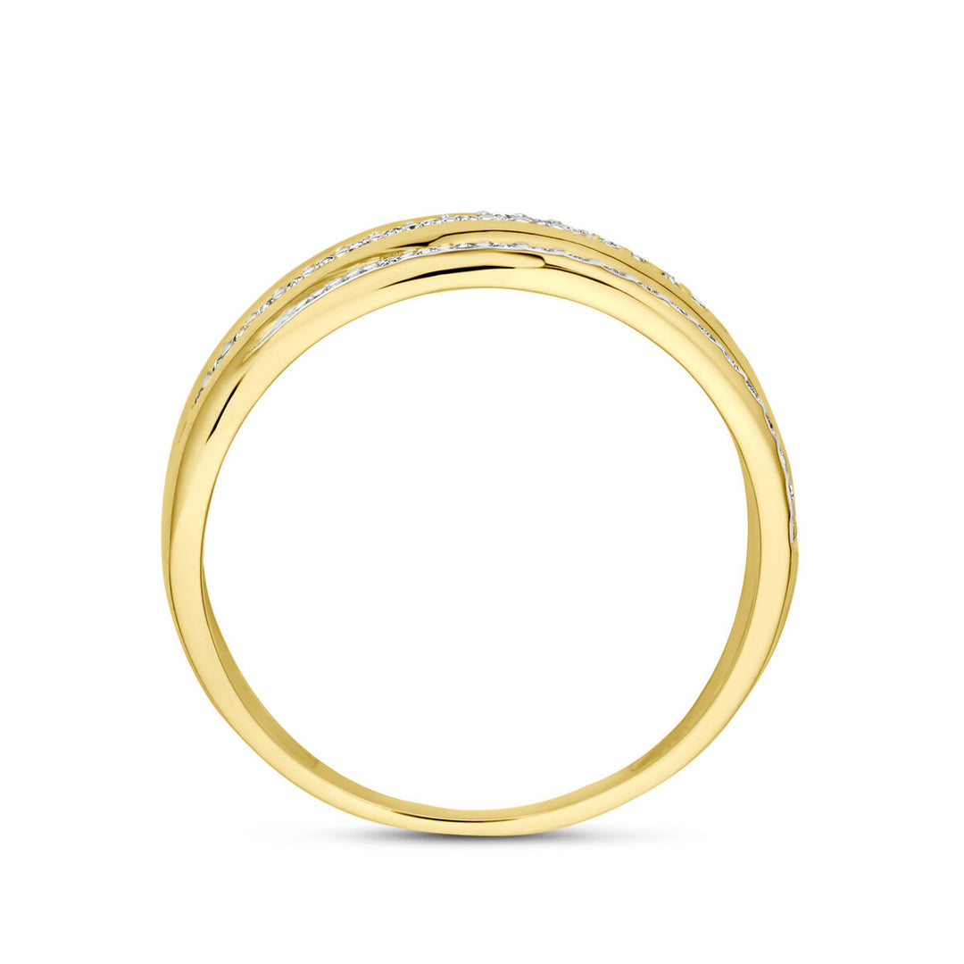 ring zirkonia bicolor gestift 14K geelgoud