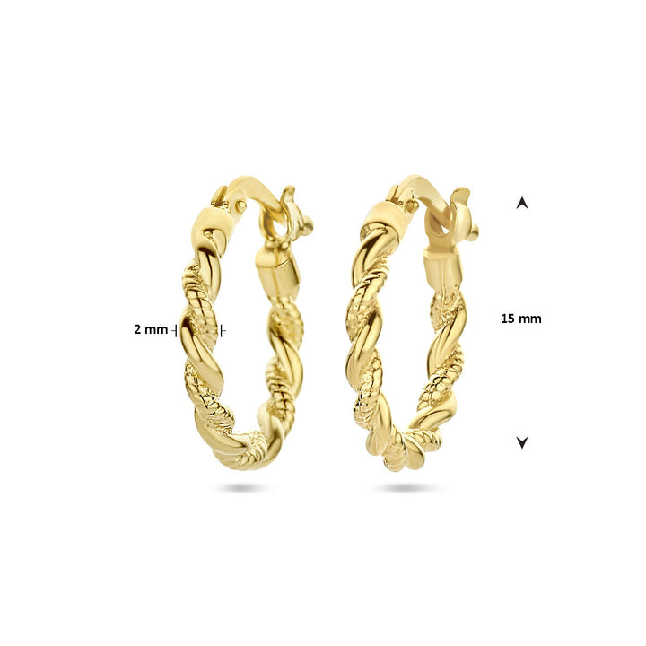 oorringen gedraaide buis 1 micron zilver verguld (geel)