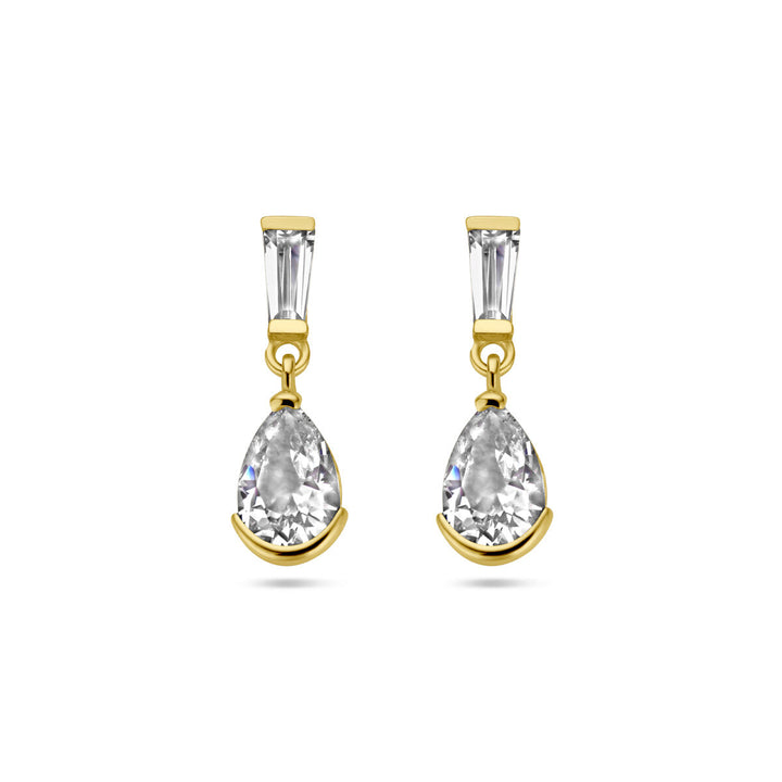 earrings zirconia 14K yellow gold