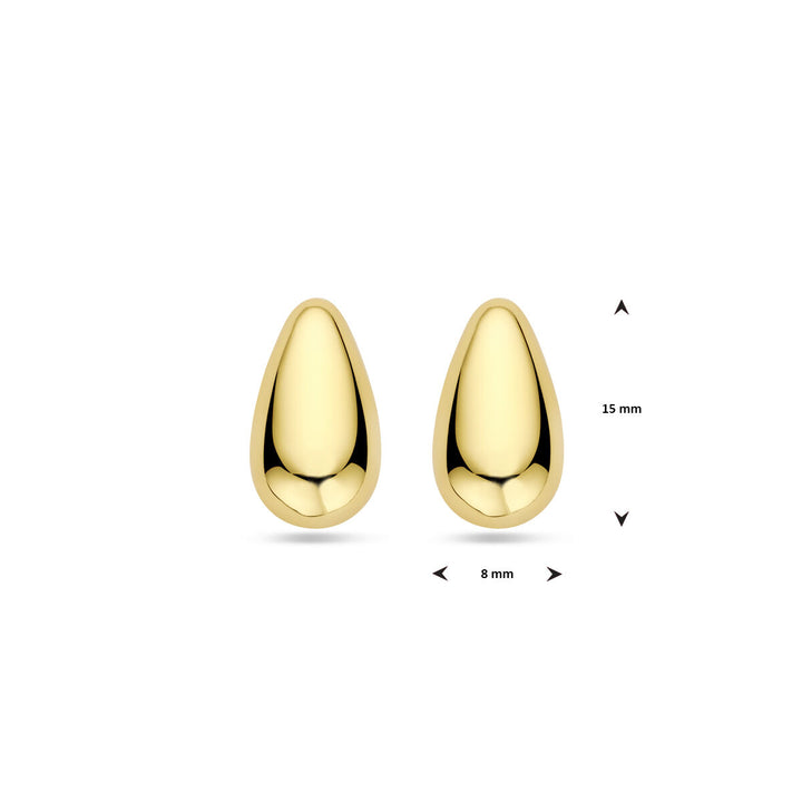 oorknoppen druppel 15 mm 1 micron zilver verguld (geel)