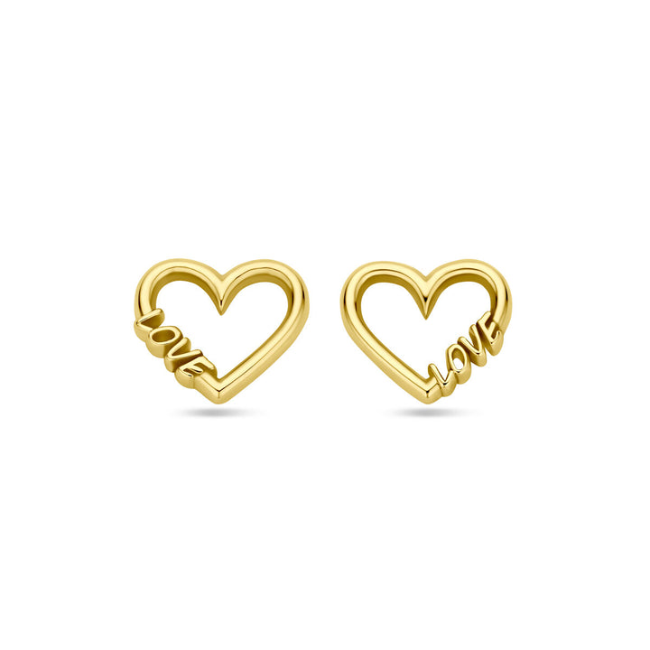 Van der Kooij Collection - ear studs heart and love 8 mm 14K yellow gold