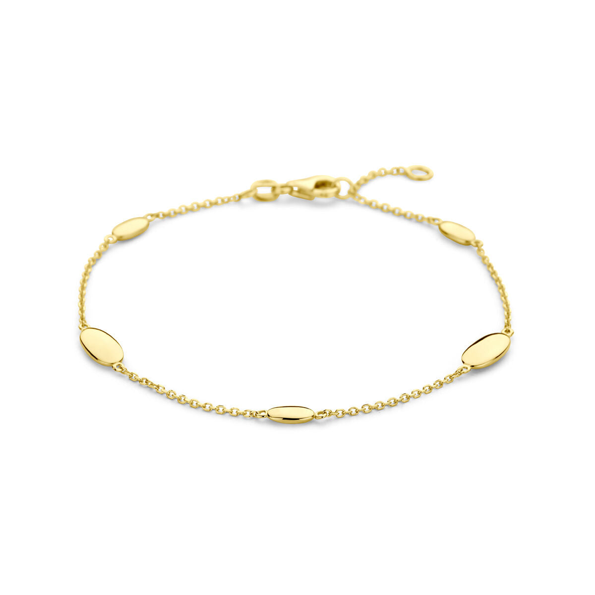 Gouden armband met panterdetails, 14K, schakelontwerp met ovale elementen.