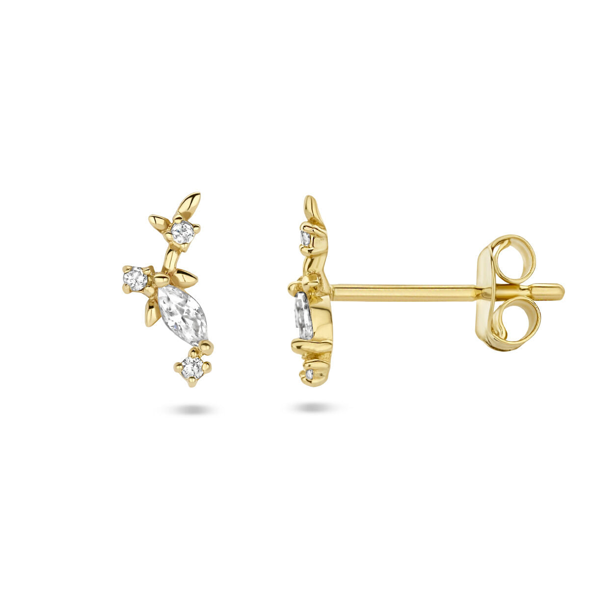 oorknoppen zirkonia 14K geelgoud